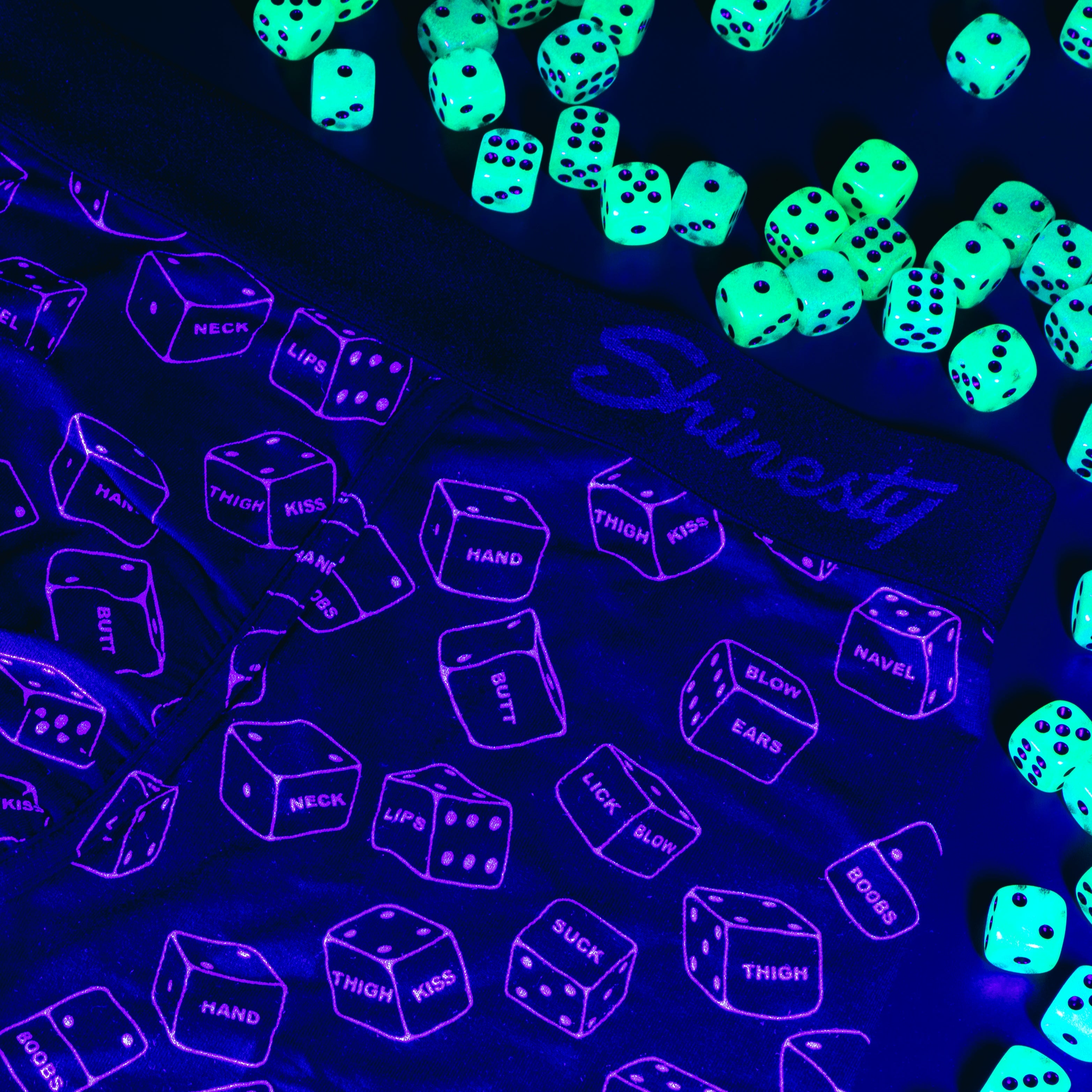 Shinesty The Free For All glow-in-the-dark dice modal boyshort – funny gambling novelty