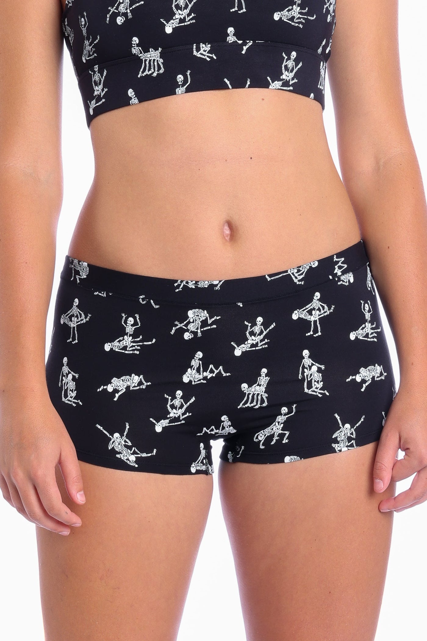 Shinesty The Bare Back Bones glow skeleton modal boyshort – glow Halloween novelty