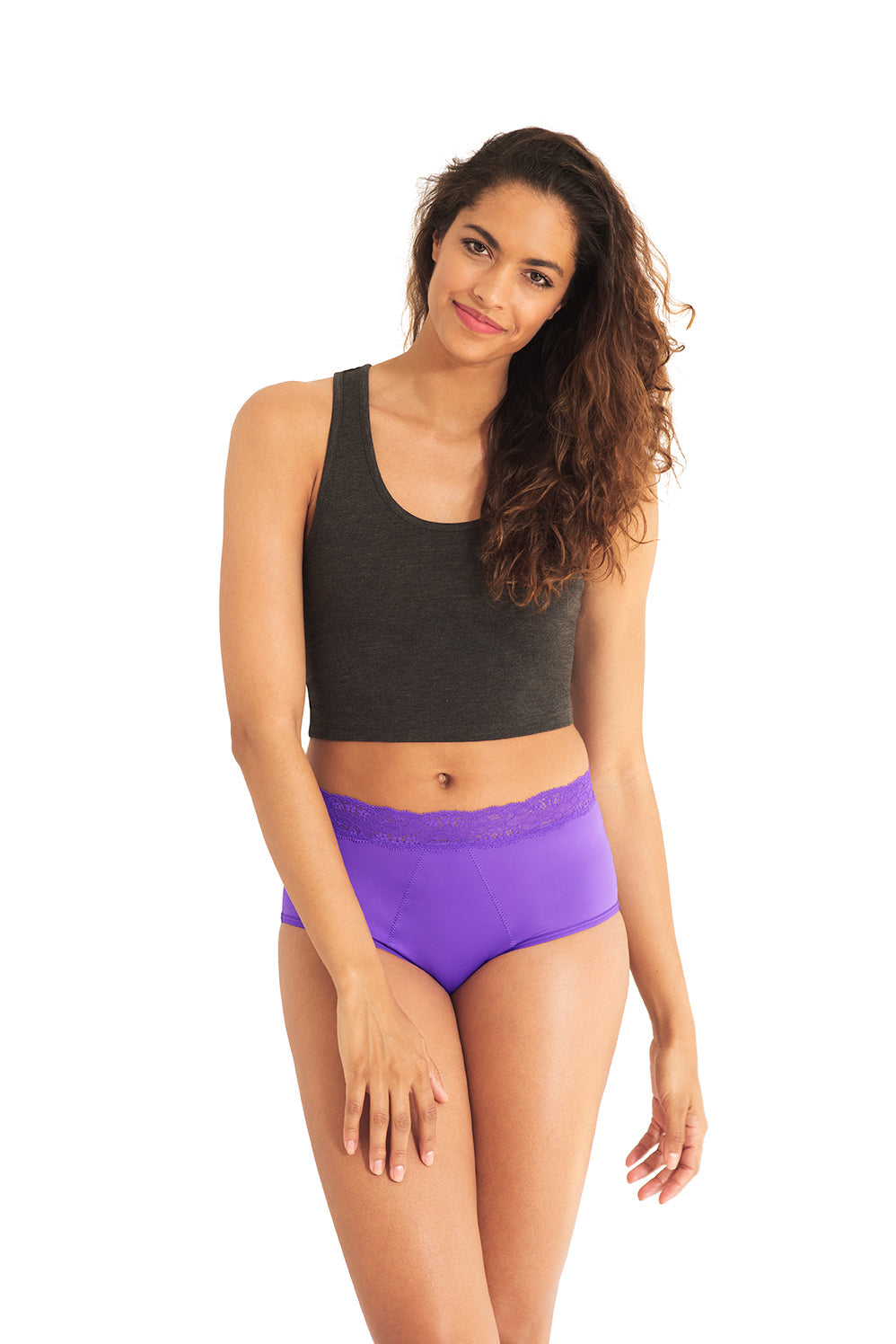 Dear Kate Ada Brief Full in Electric Blue worn on model, front view on a white background.