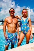 Shinesty The Geriatric retro poolside one piece swimsuit – bold novelty swimwear