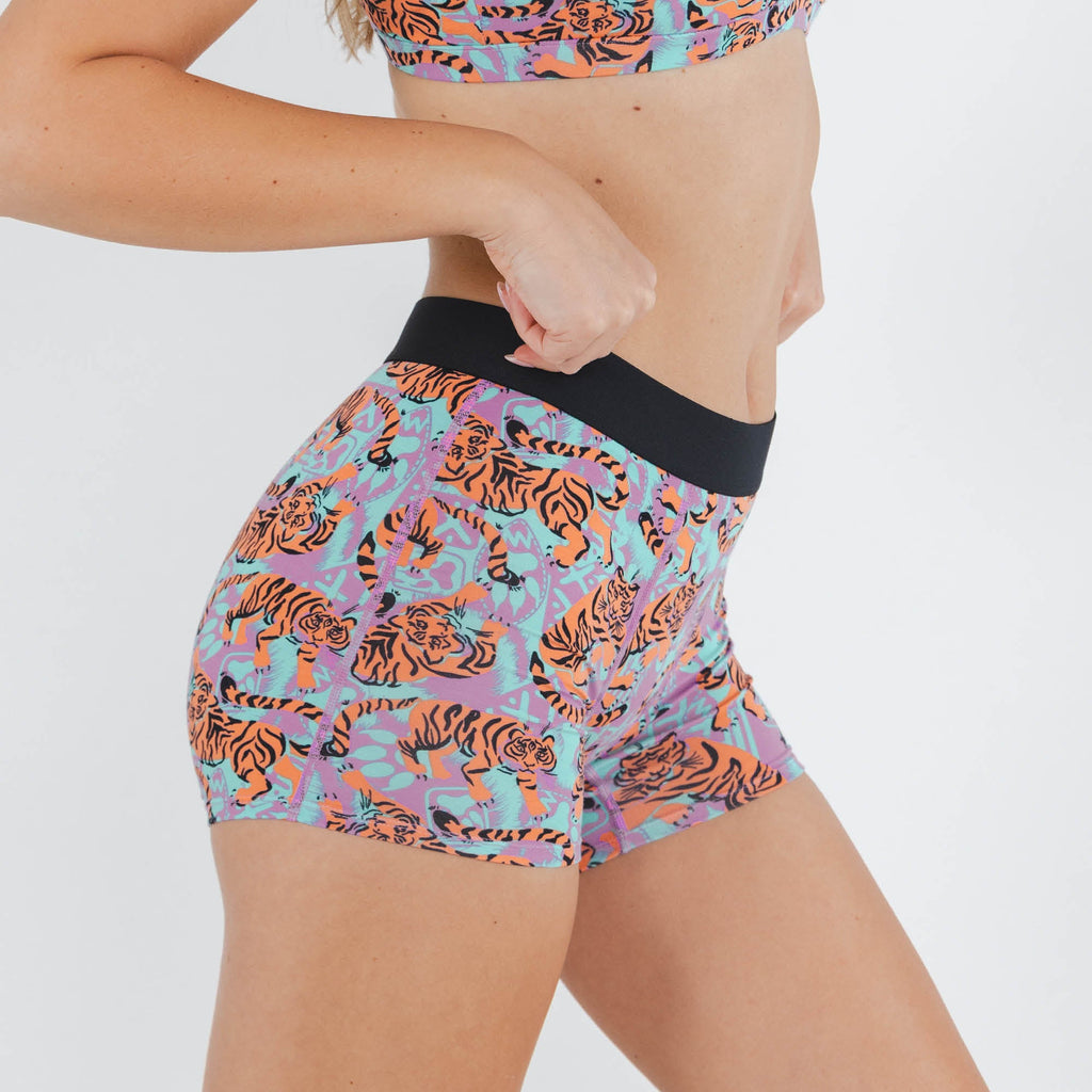 Shinesty The Go Get Em abstract tigers women's boxers – bold animal print novelty underwear