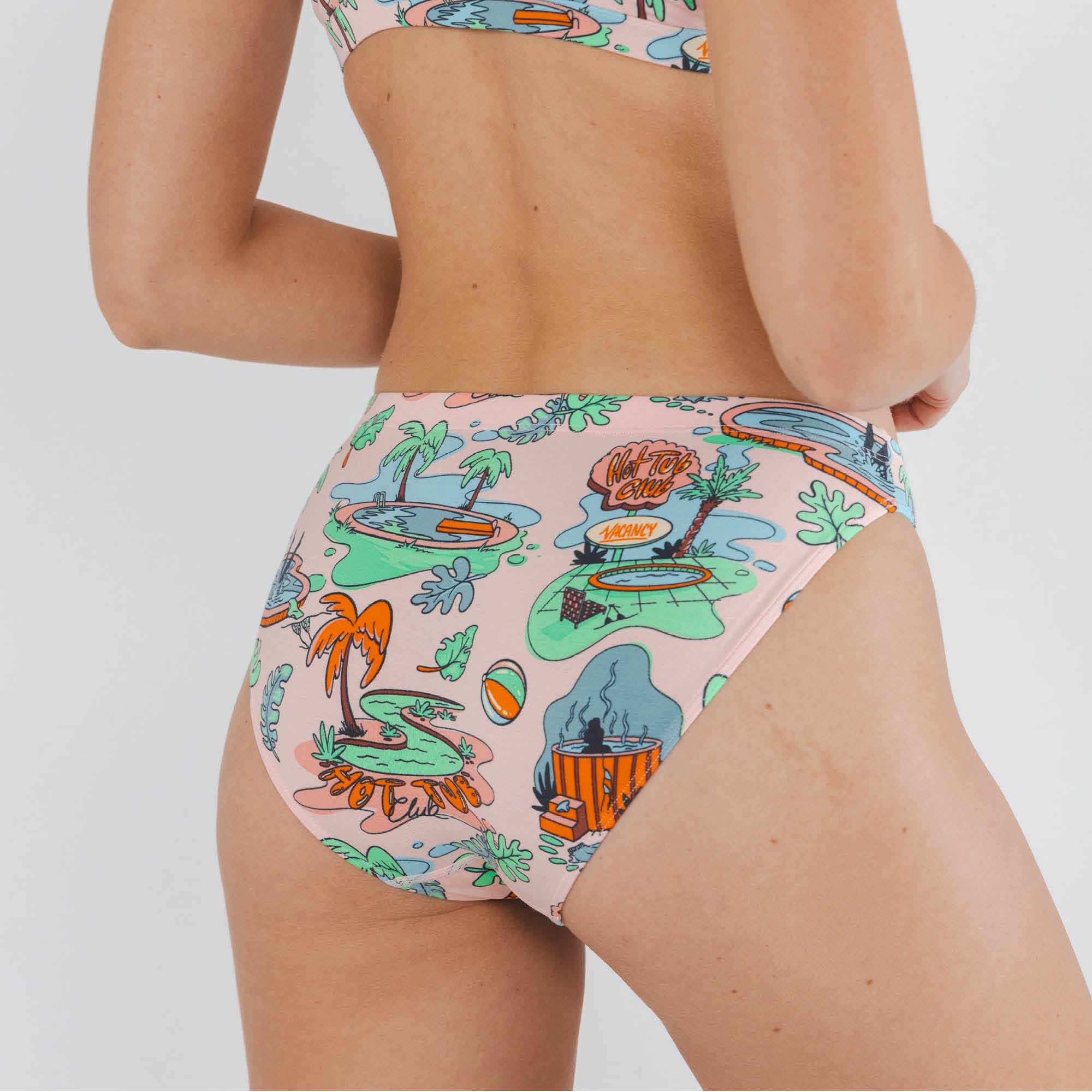 Shinesty The Motel Hotel Palm Springs tropical modal bikini – retro resort novelty