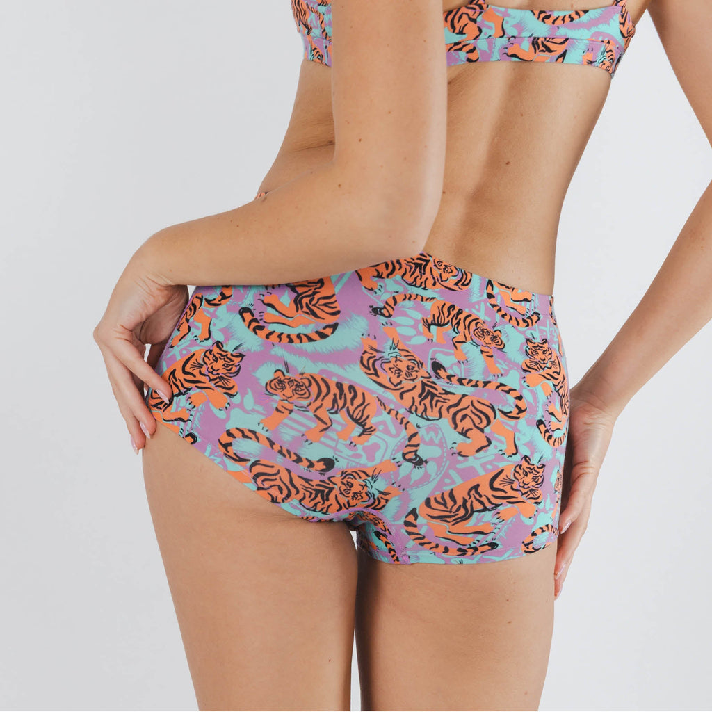 Shinesty The Go Get Em abstract tigers modal boyshort underwear – bold animal print novelty