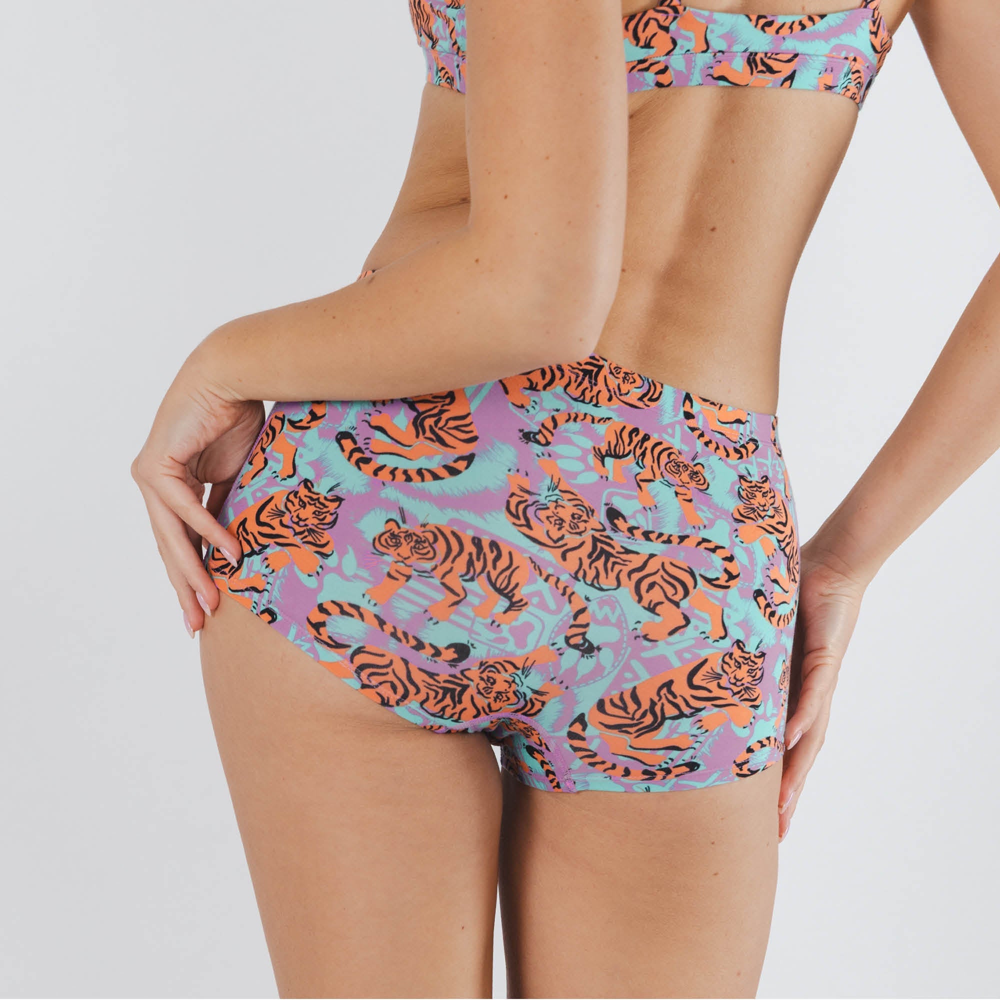 Shinesty The Go Get Em abstract tigers modal boyshort underwear – bold animal print novelty