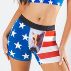 Shinesty The Mascot American flag women's boxers – funny patriotic novelty lounge underwear