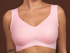 The Only Bra V-Neck Lift Bra in Pink, worn on model lifestyle view.