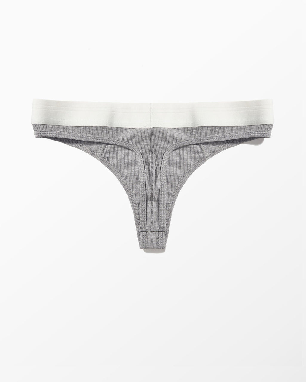YYCG women's ribbed thong in gray white black – silky no-VPL rayon underwear
