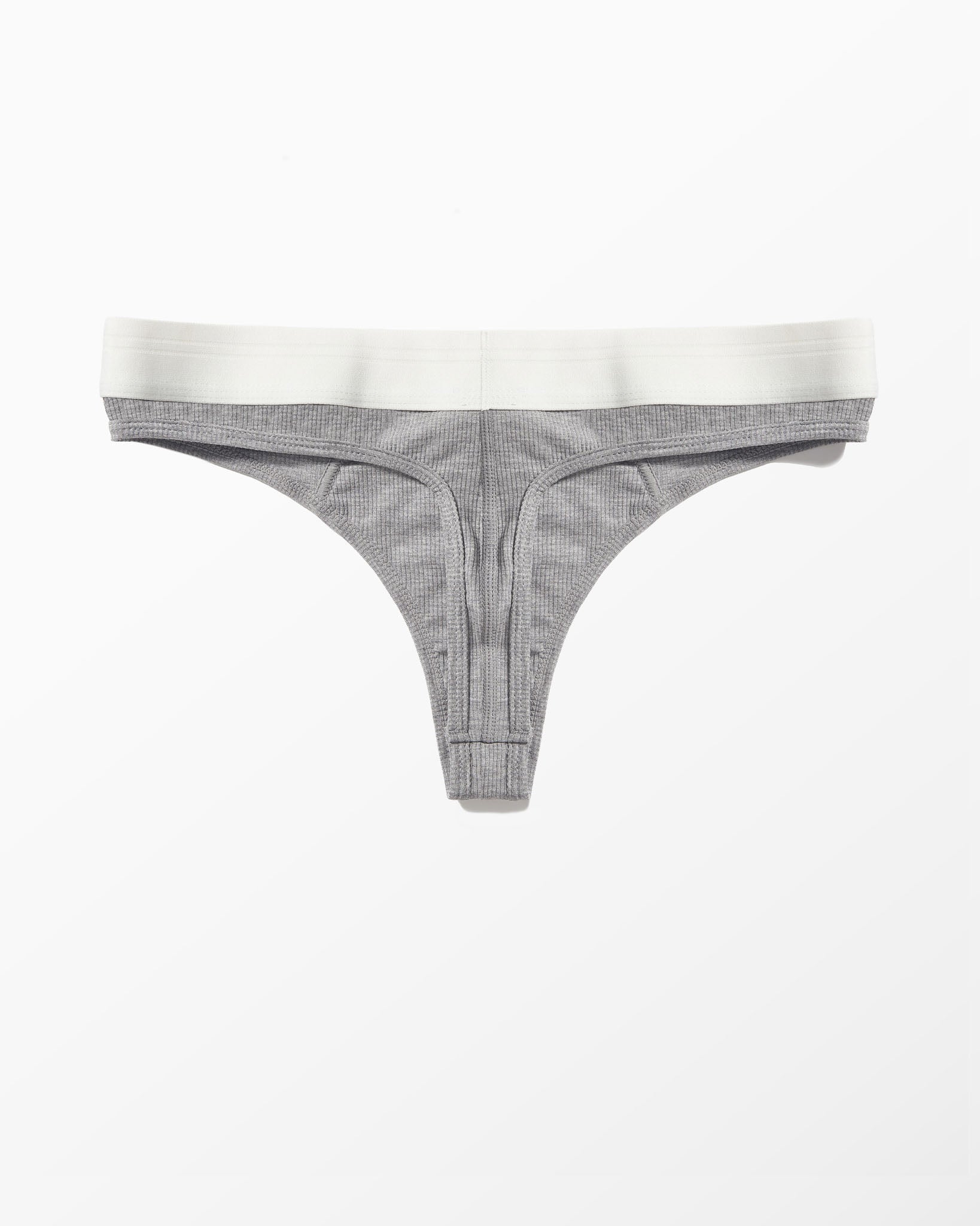 YYCG women's ribbed thong in gray white black – silky no-VPL rayon underwear