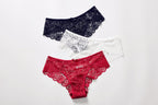 Forest Summer Lace Bikini Panty 3-Pack, flat lay front view on a white background.