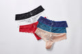 Forest Summer Lace Thong Panty 6-Pack, flat lay front view on a white background.