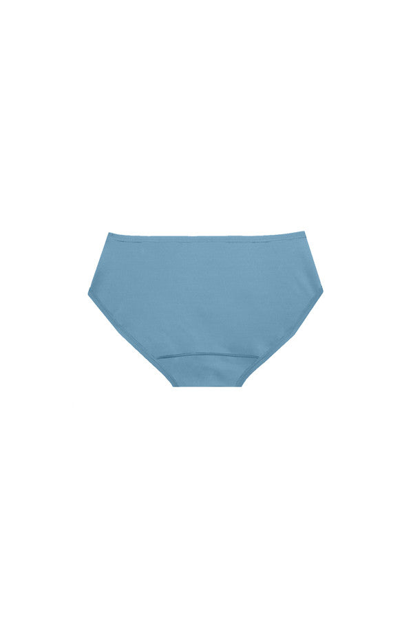 Dear Kate Nellie Hipster Mini in Dusty Teal, back view flat lay on a white background.