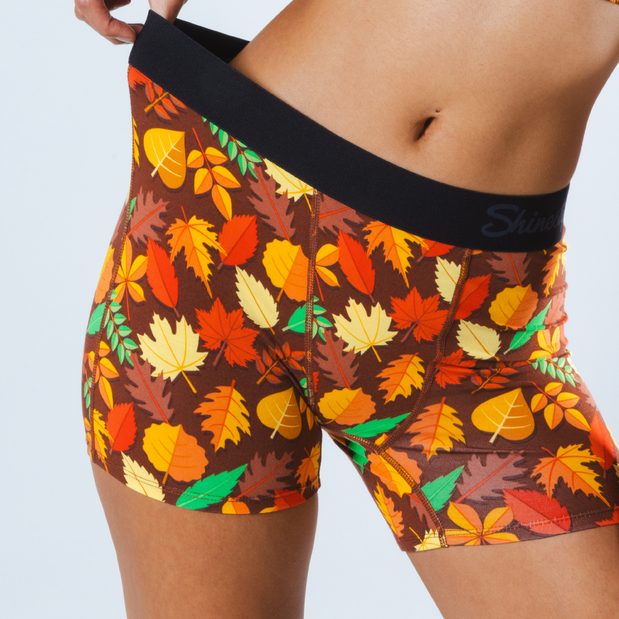 Shinesty The Acorn Hoard fall leaves women's boxers – funny autumn novelty lounge underwear