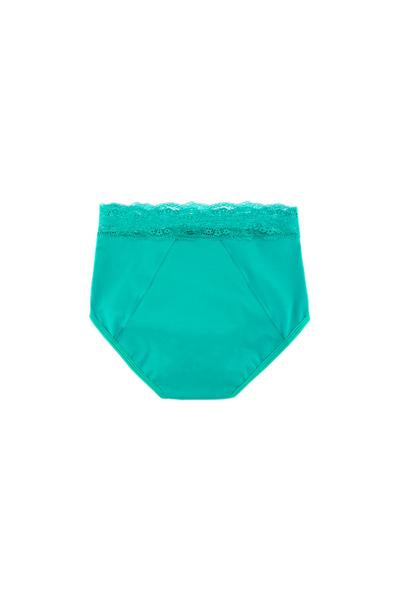 Dear Kate Ada Brief Mini in Green, back view flat lay on a white background.