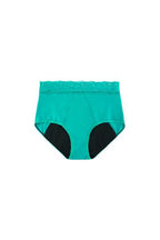 Dear Kate Ada Brief Mini in Green, front view flat lay on a white background.