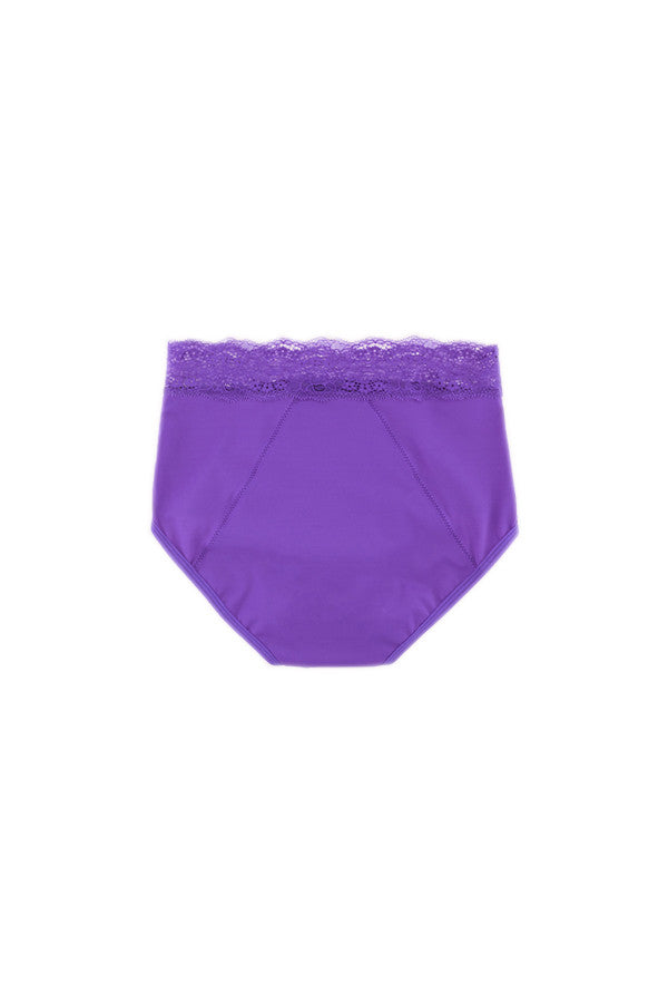Dear Kate Ada Brief Mini in Purple, back view flat lay on a white background.