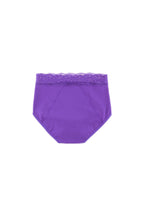 Dear Kate Ada Brief Mini in Purple, back view flat lay on a white background.