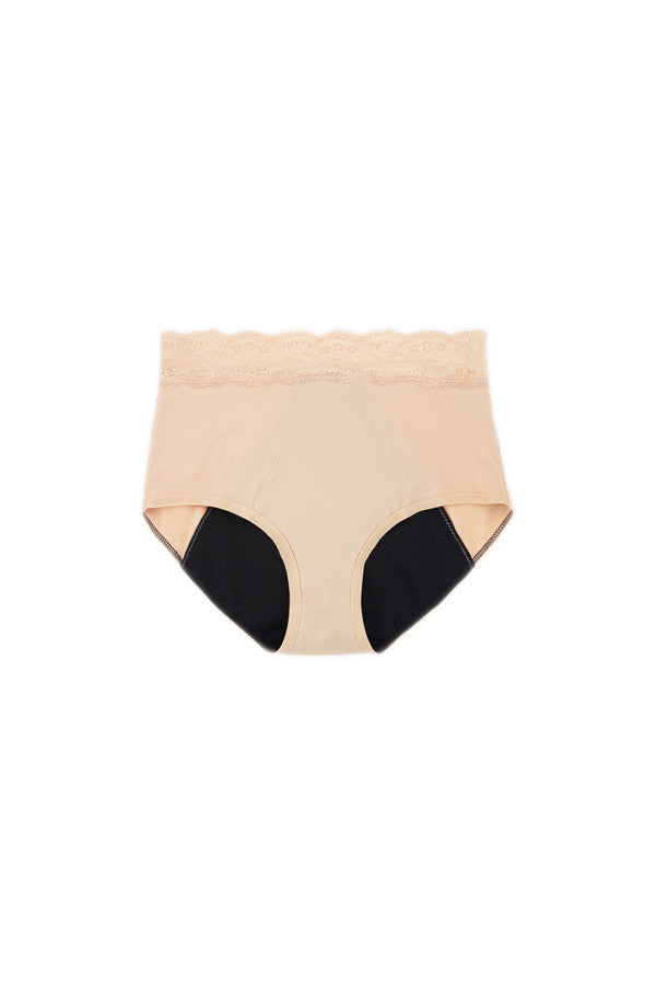 Dear Kate Ada Brief Full in Beige, alternate front view flat lay on a white background.