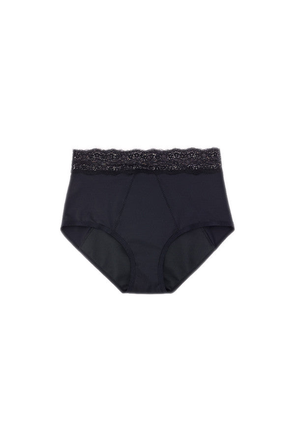 Dear Kate Ada Brief Full in Black, alternate front view flat lay on a white background.