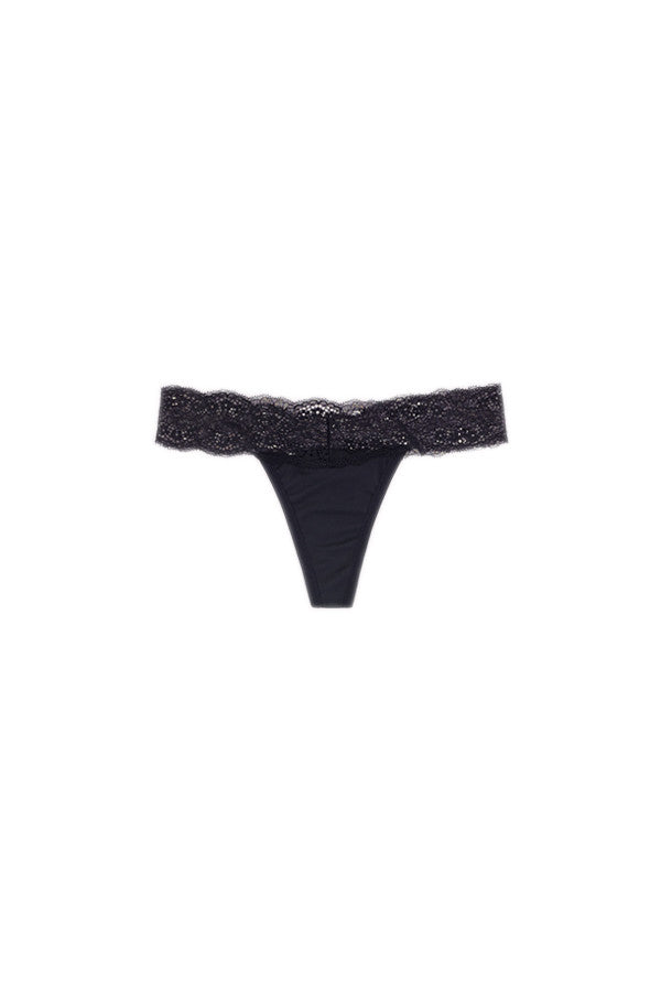 Dear Kate Ada Thong in Black, alternate front view on a white background.
