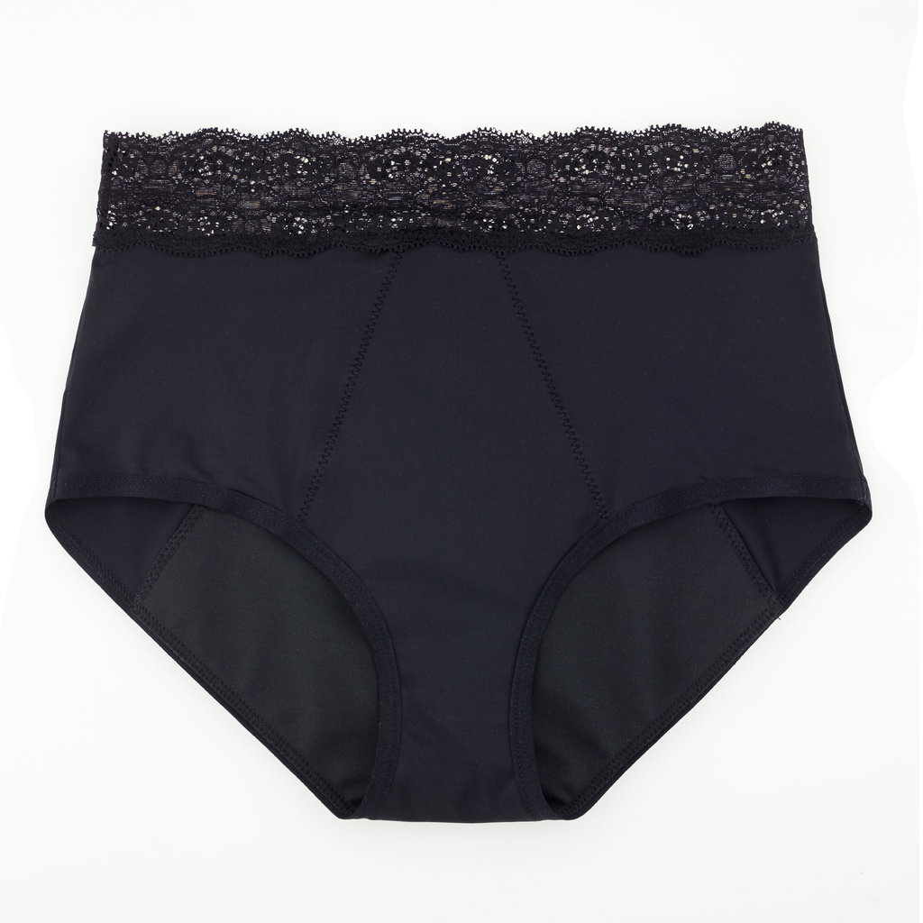 Dear Kate Ada Brief Full in Black, back view flat lay on a white background.