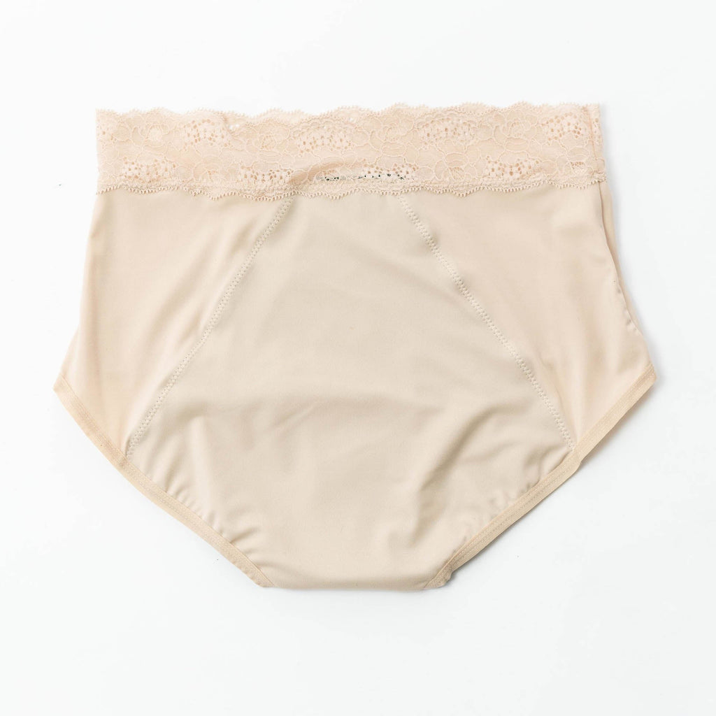 Dear Kate Ada Brief Mini in Beige, back view flat lay on a white background.