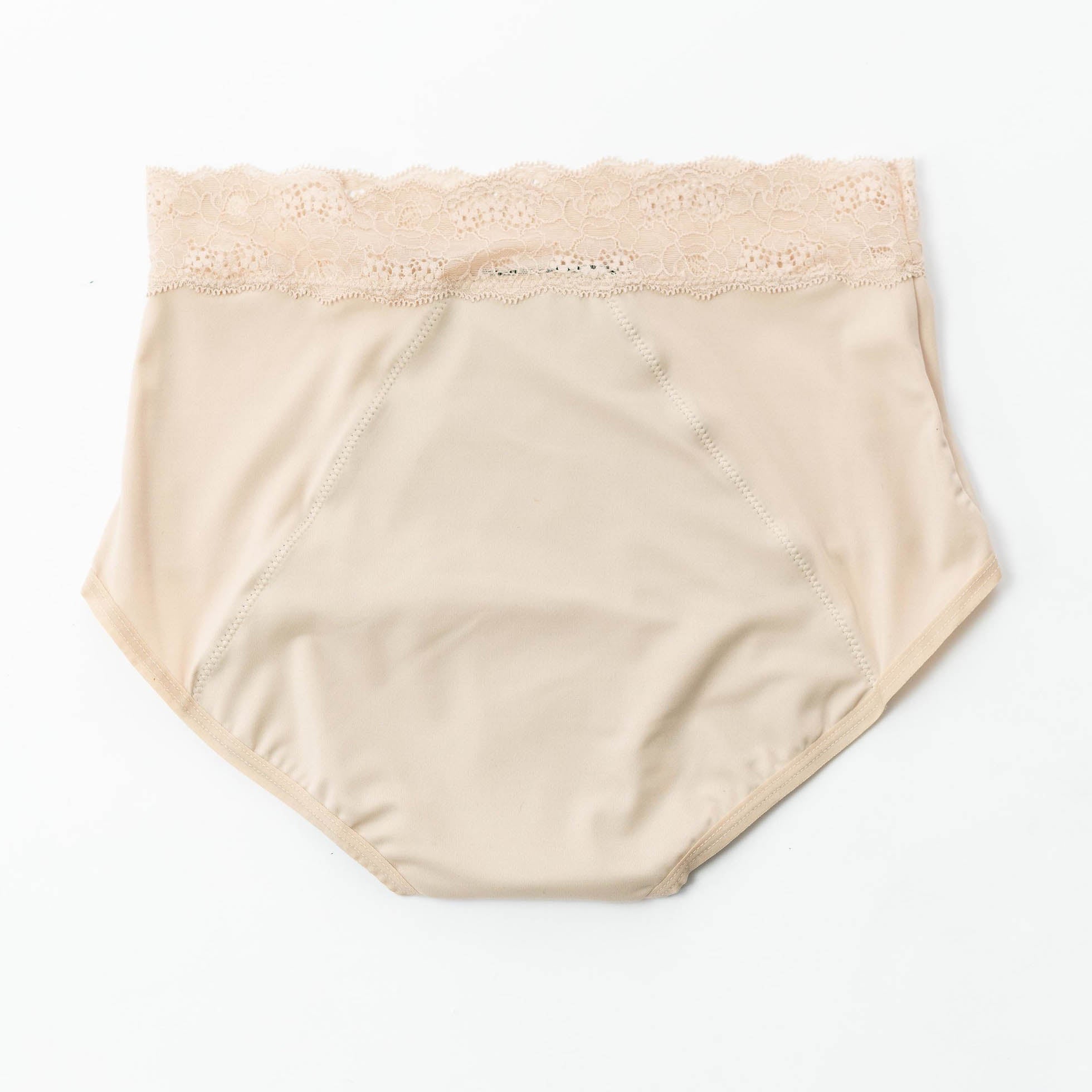 Dear Kate Ada Brief Mini in Beige, back view flat lay on a white background.