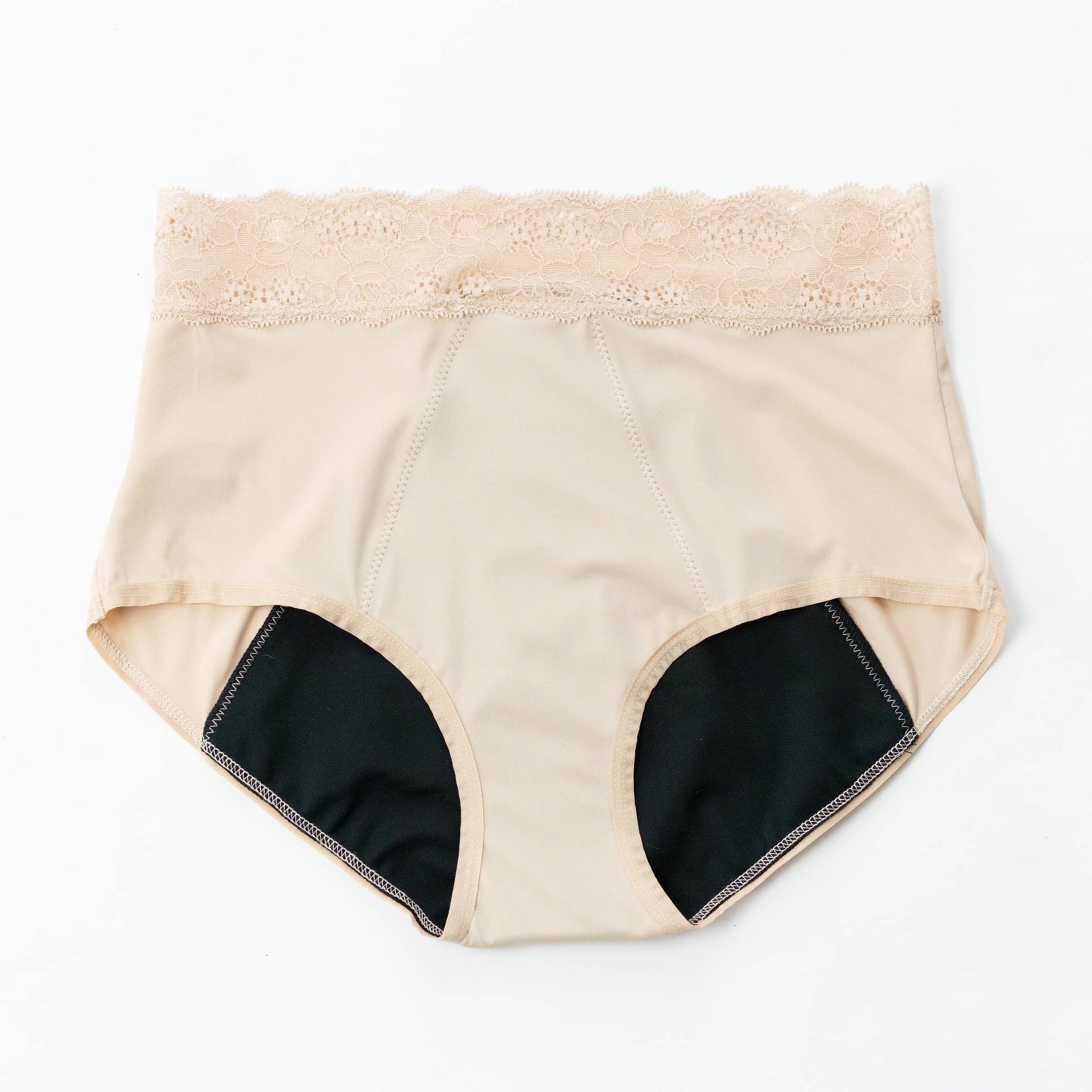 Dear Kate Ada Brief Mini in Beige, front view flat lay on a white background.