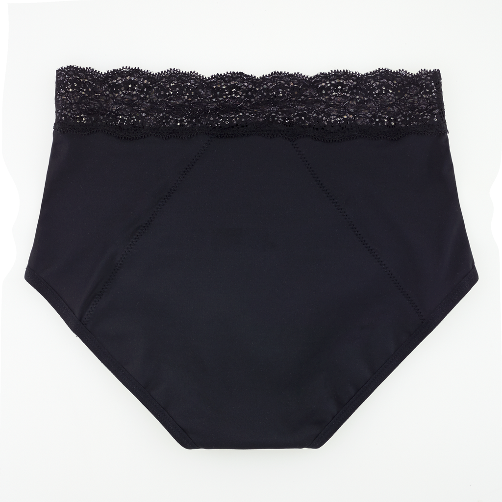 Dear Kate Ada Brief Mini in Black, back view flat lay on a white background.