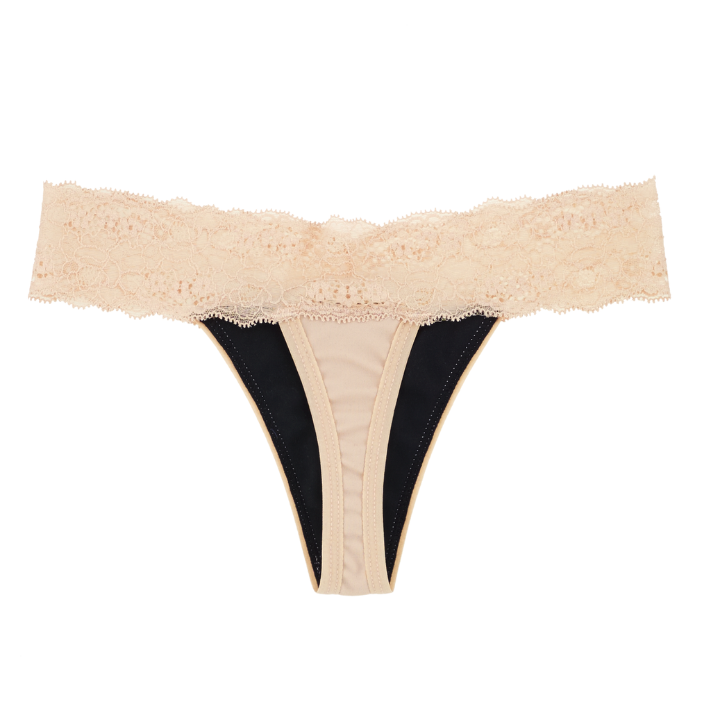 Dear Kate Ada Thong in Beige, back view flat lay on a white background.