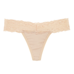 Dear Kate Ada Thong in Beige, front view flat lay on a white background.
