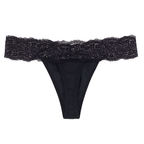 Dear Kate Ada Thong in Black, back view flat lay on a white background.
