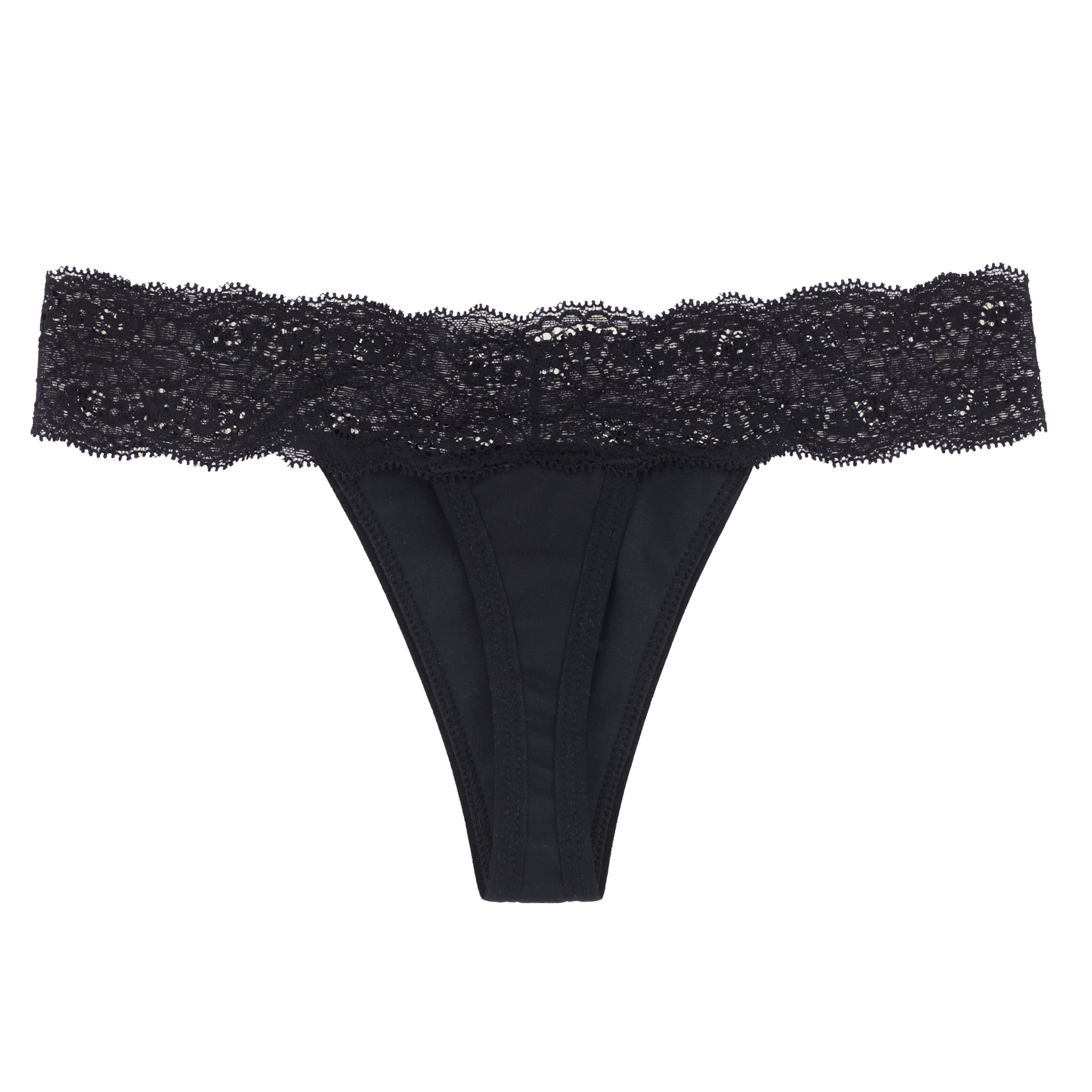 Dear Kate Ada Thong in Black, back view flat lay on a white background.