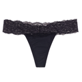 Dear Kate Ada Thong in Black, front view flat lay on a white background.
