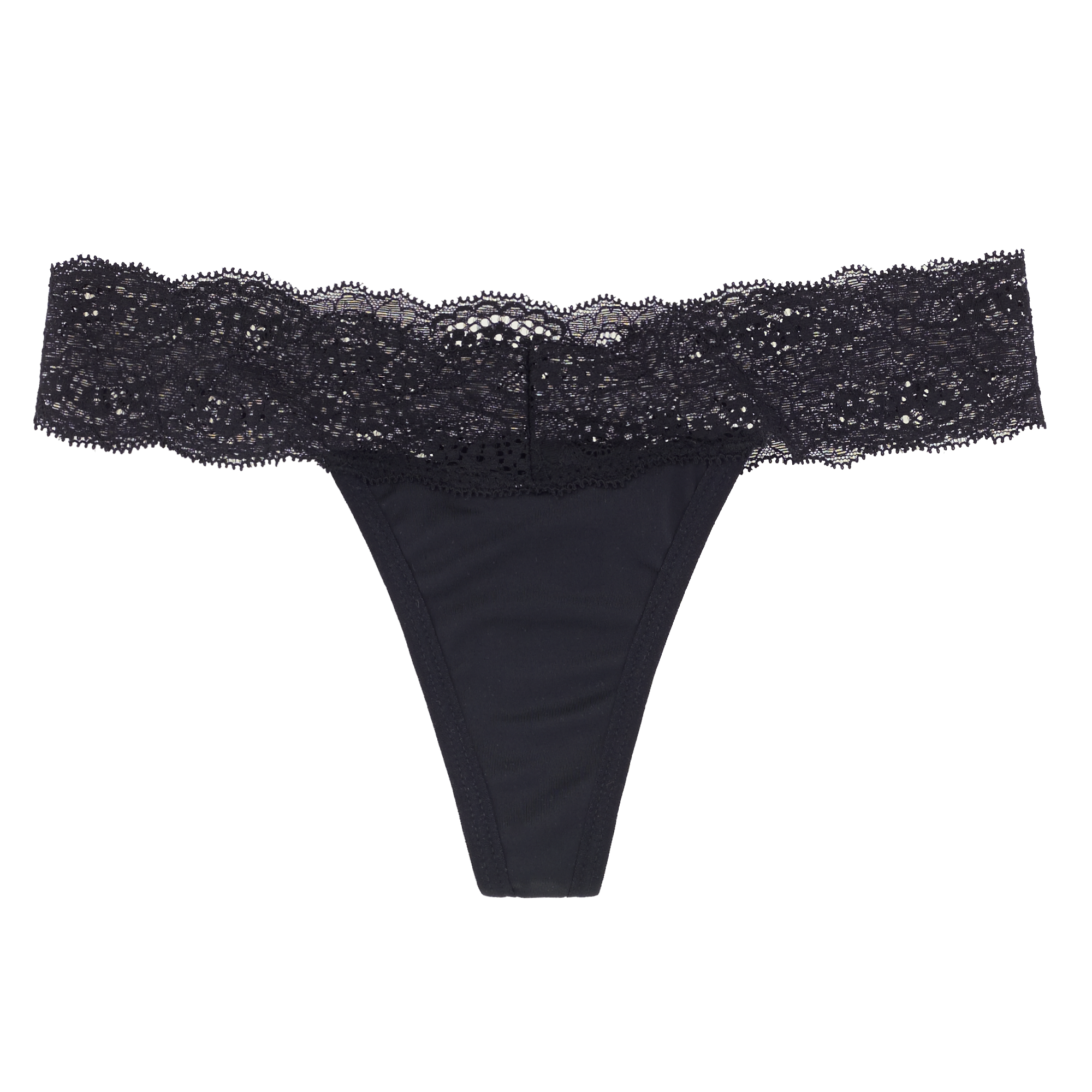 Dear Kate Ada Thong in Black, front view flat lay on a white background.
