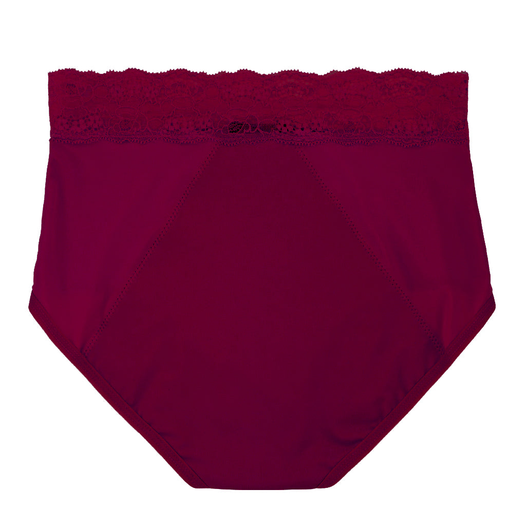 Dear Kate Ada Brief Full in Ruby Red, back view on a white background.