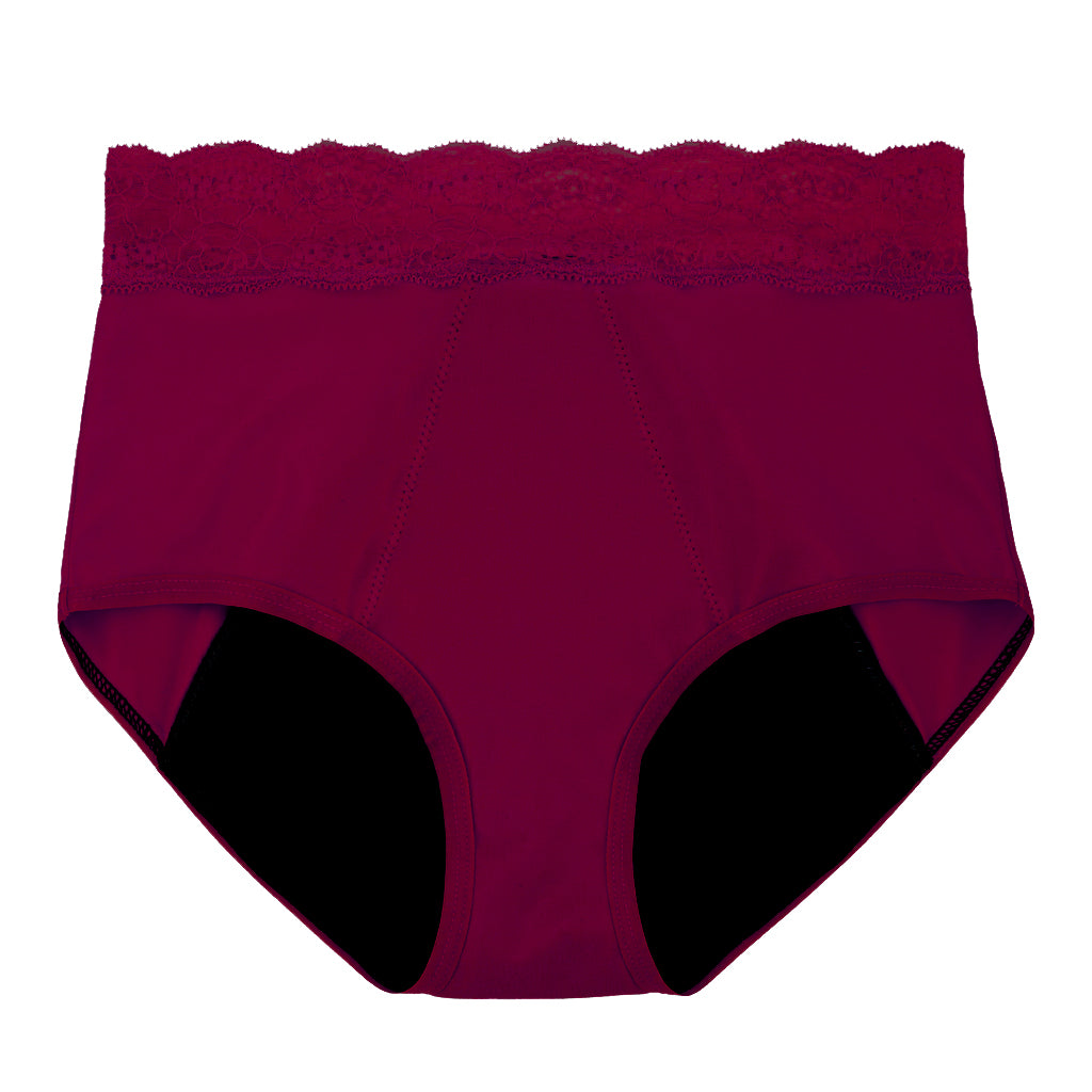 Dear Kate Ada Brief Full in Ruby Red, front view on a white background.
