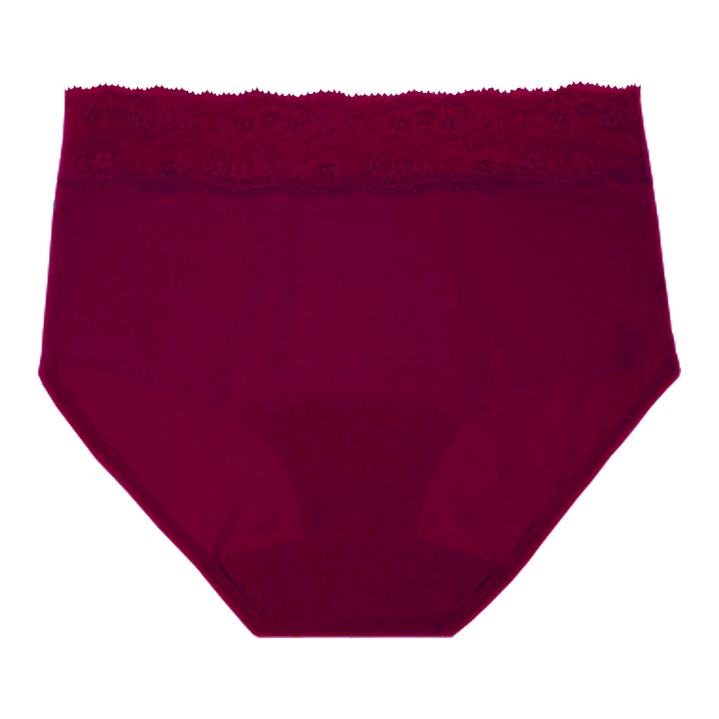 Dear Kate Ada Brief Mini in Ruby Red, back view on a white background.