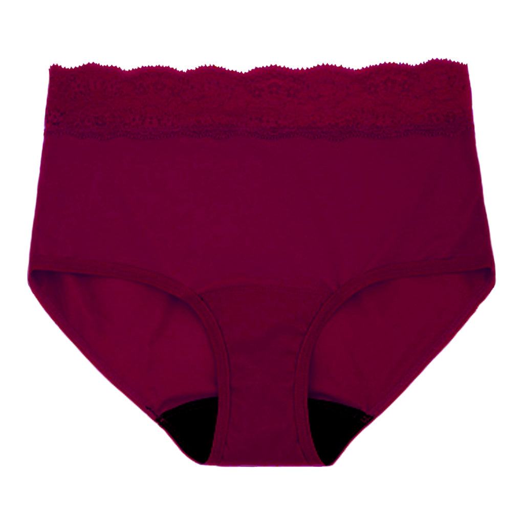 Dear Kate Ada Brief Mini in Ruby Red, front view on a white background.