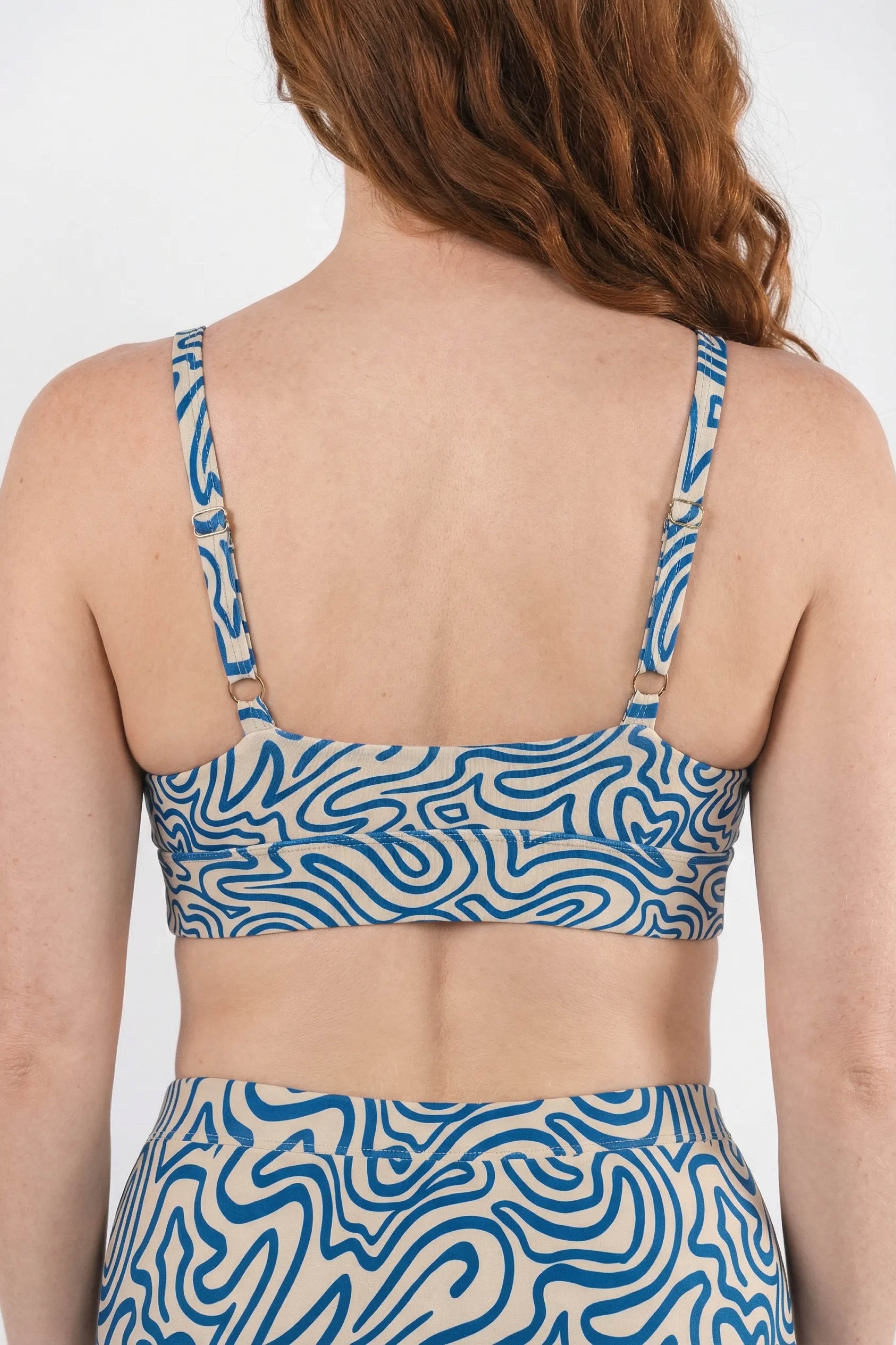 Shinesty The Rio Grande abstract navy line Boob Hammock plunge bralette – modern art novelty