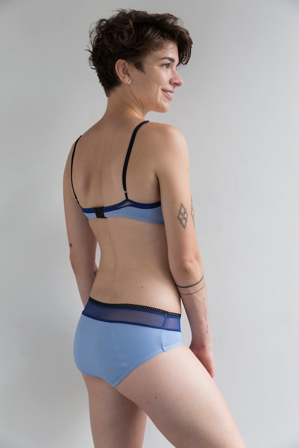 Dear Kate Billie Hipster Full in Blue Star, alternate back view on a white background.