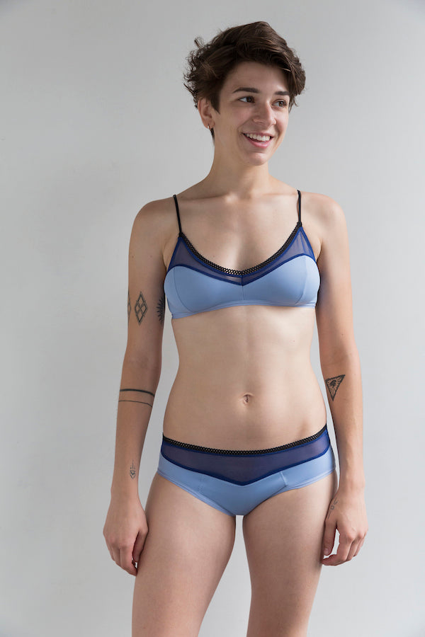 Dear Kate Billie Hipster Full in Blue Star, alternate front view on a white background.