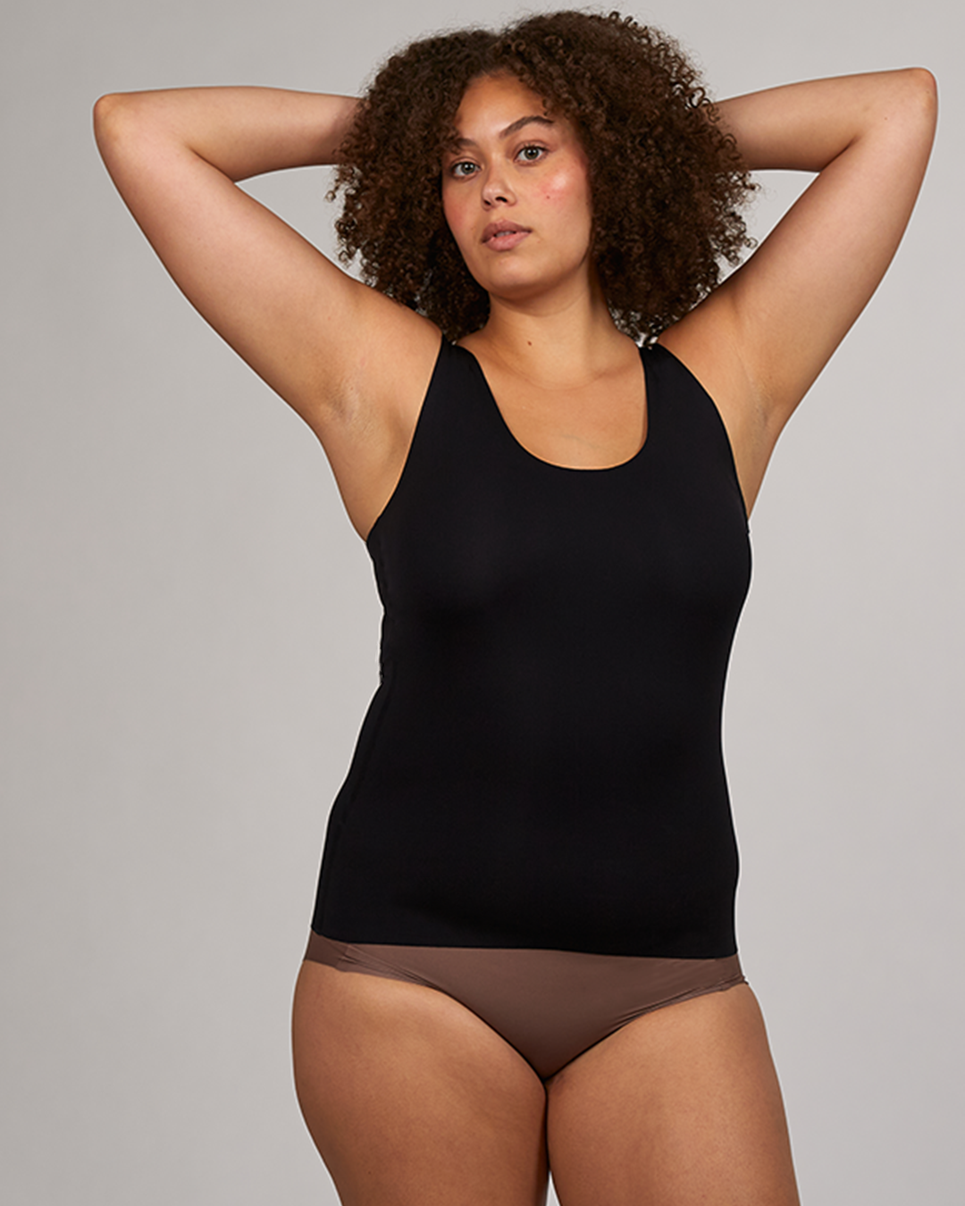 The Only Bra Reversible Cami in Black scoop neck style, front view on a white background.