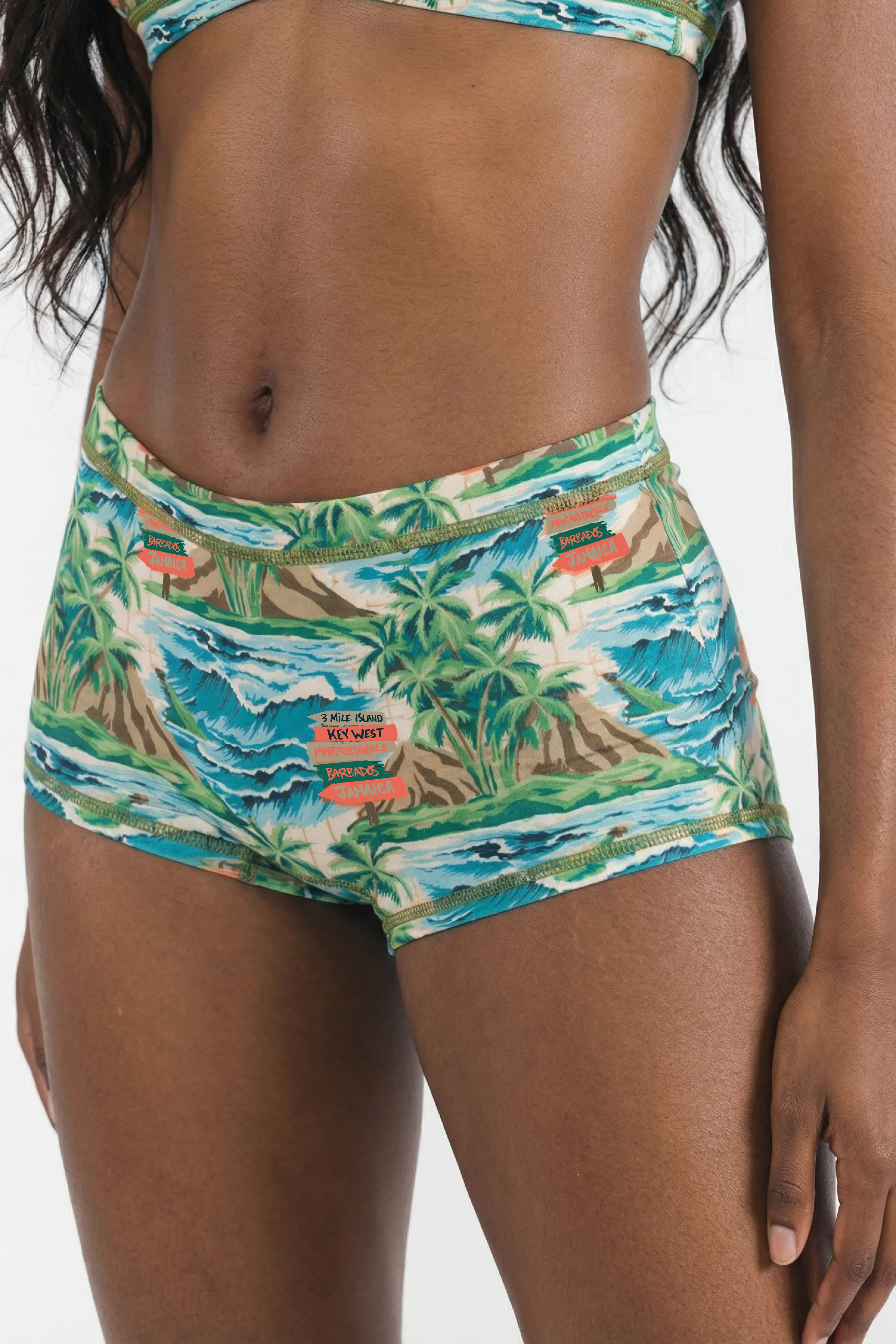 Shinesty The Changes In Latitudes x Margaritaville modal boyshort – tropical collab novelty