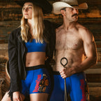 Shinesty The Jackson x Diamond Cross Ranch blue cowboy women's boxers – western collab novelty