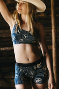 Shinesty The Wrangle Em x Diamond Cross Ranch blue bandana women's boxers – western collab