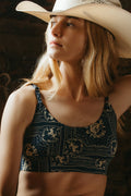 Shinesty The Wrangle Em x Diamond Cross Ranch blue bandana Boob Hammock scoop bralette