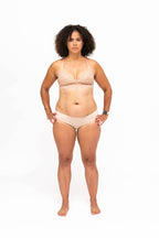 Dear Kate Nellie Hipster Full bikini-style leak-resistant period underwear worn on model, front view.