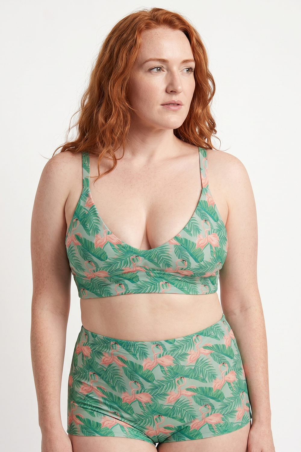 Shinesty The Flamboyance Flamingo Plunge Bralette – women's bold flamingo print plunge bralette