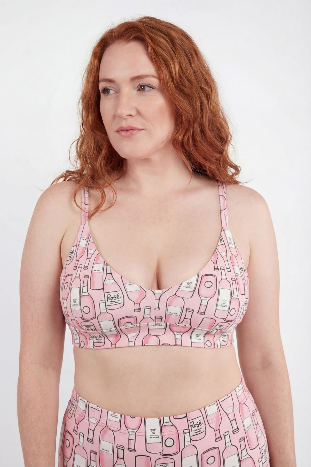 Shinesty The All Day rosé wine Boob Hammock plunge bralette – funny wine novelty bralette