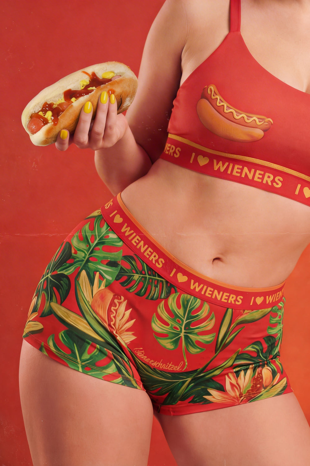 Shinesty The Red Hot Dog x Wienerschnitzel Boob Hammock bralette – funny novelty bralette